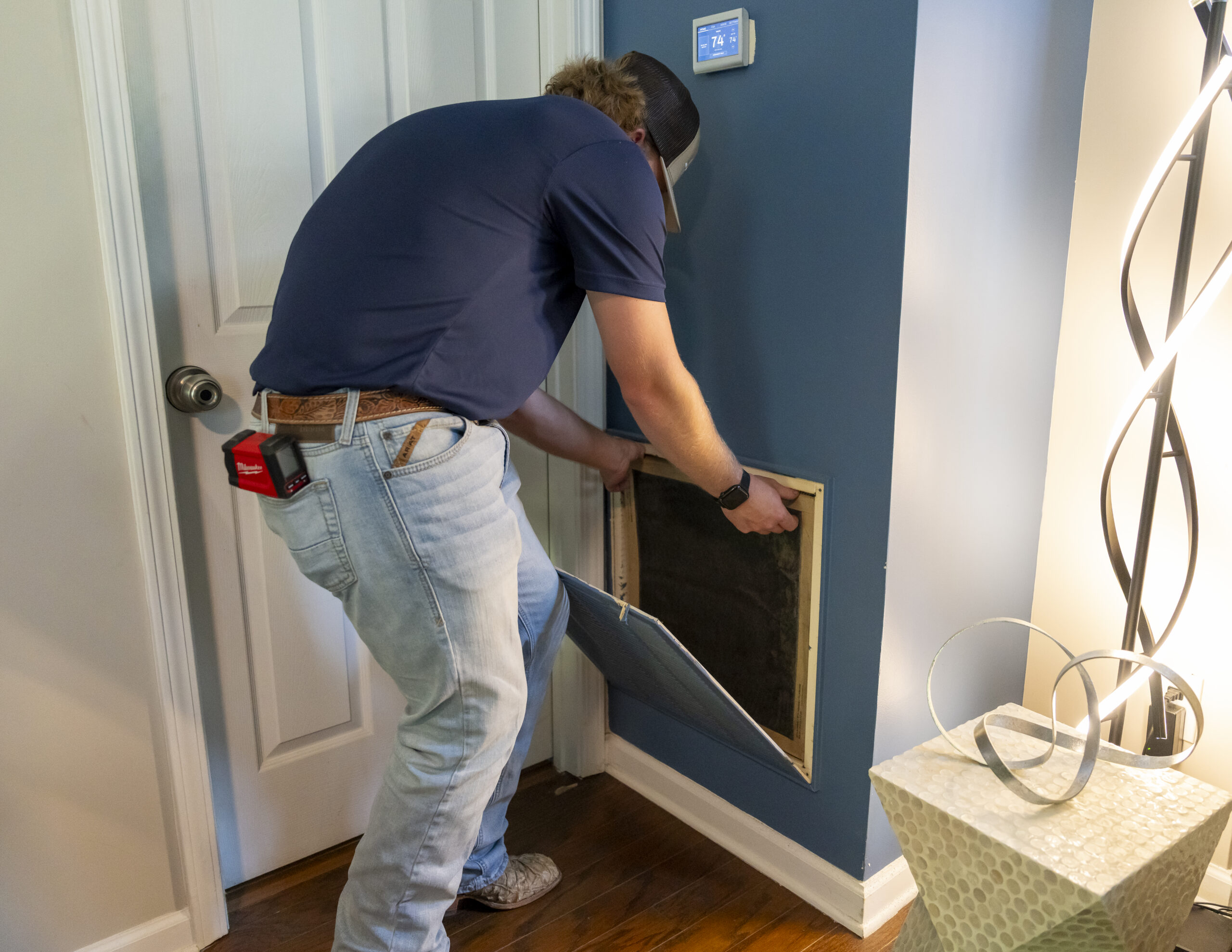 Mandolin Services technician installing residential furnace equipment